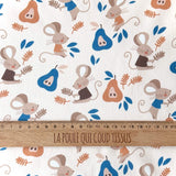 Coupon 50 cm - Coton Numérique Exclusif LPQC / Souris Ecru-Bleu