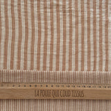 Coupon 1 Mètre - Double Gaze Double Face Stripes / Caramel-Blanc Cassé