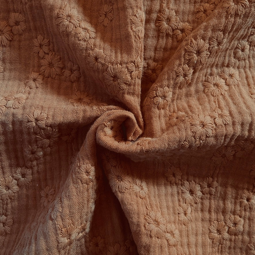 Coupon 1.5 m - Double Gaze Brodée / Esmée Camel