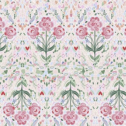 Popeline de coton / Fleurs Mosaïque