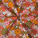 Printed Cotton / Khaki Begonia
