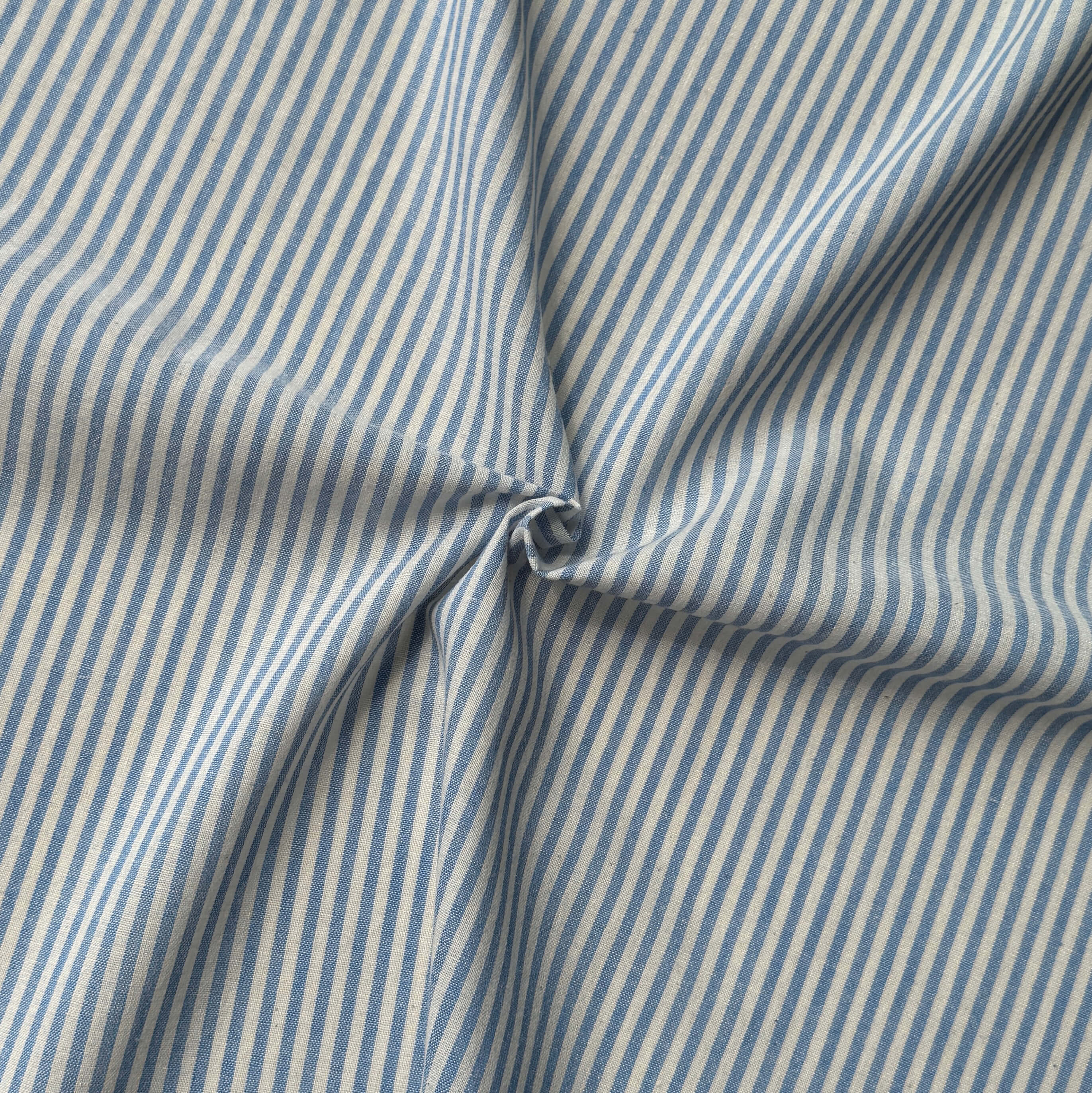 Coton Viscose Rayé / Raytis Bleu
