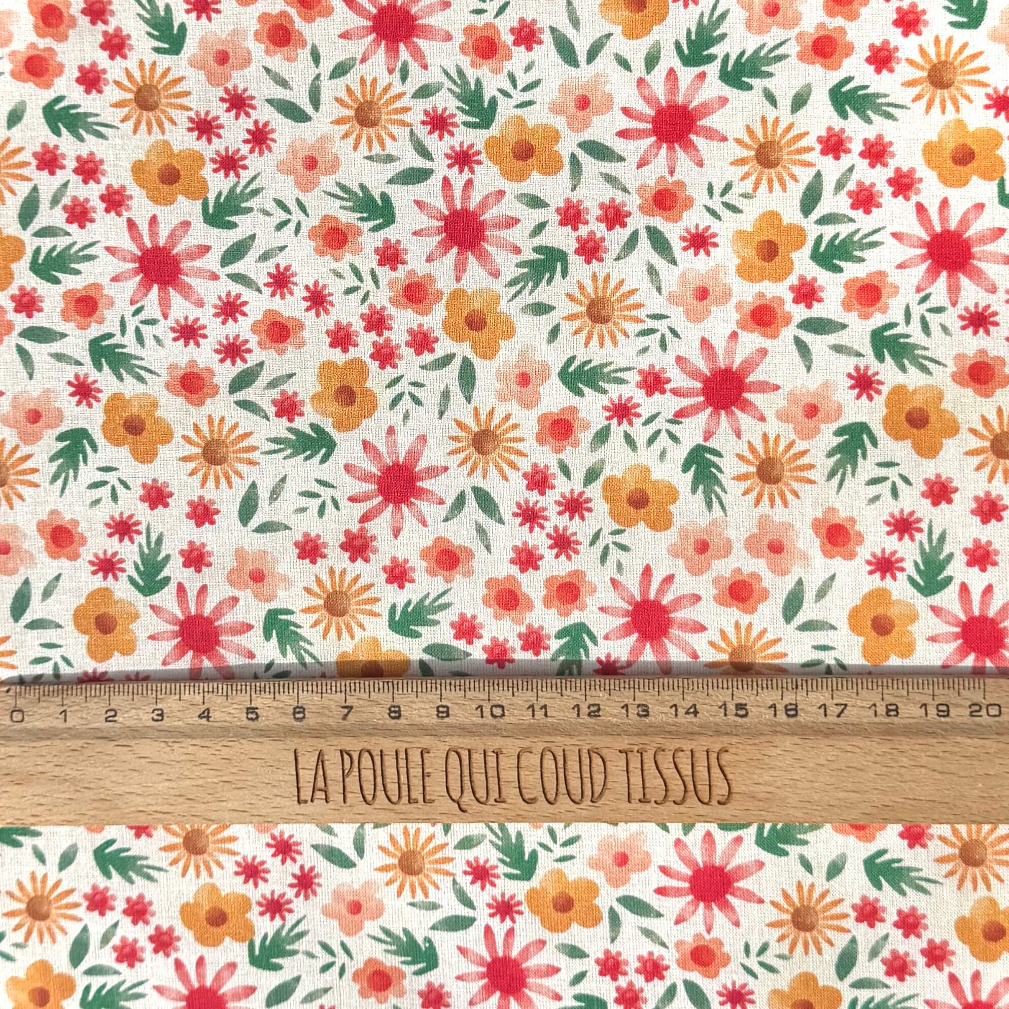 Coupon 60 cm - Coton Numérique Exclusif LPQC / Flola Rose-Vert