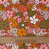 Printed Cotton / Khaki Begonia