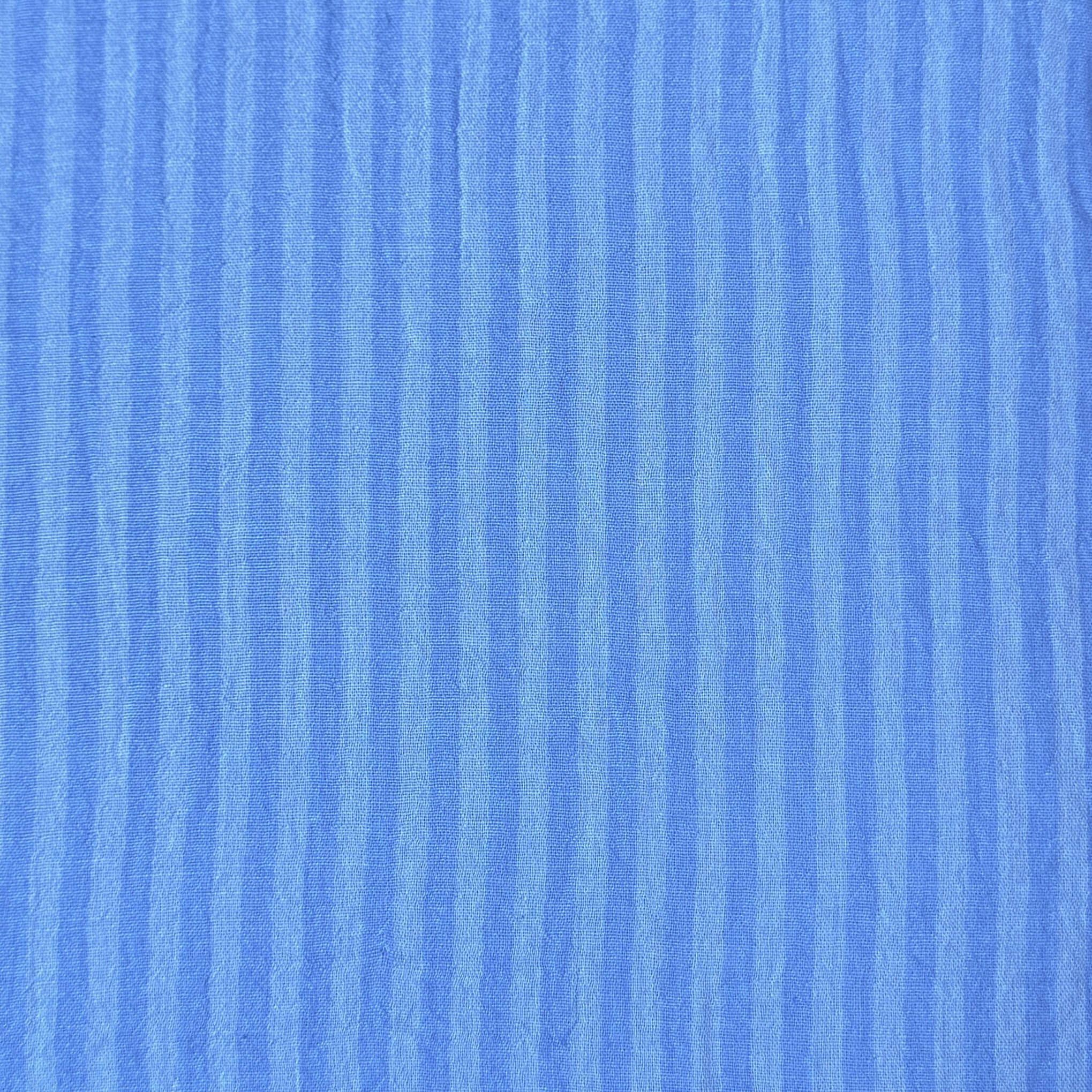 Coupon 1 Mètre - Double Gaze Double Face Stripes / Bleu - Ciel