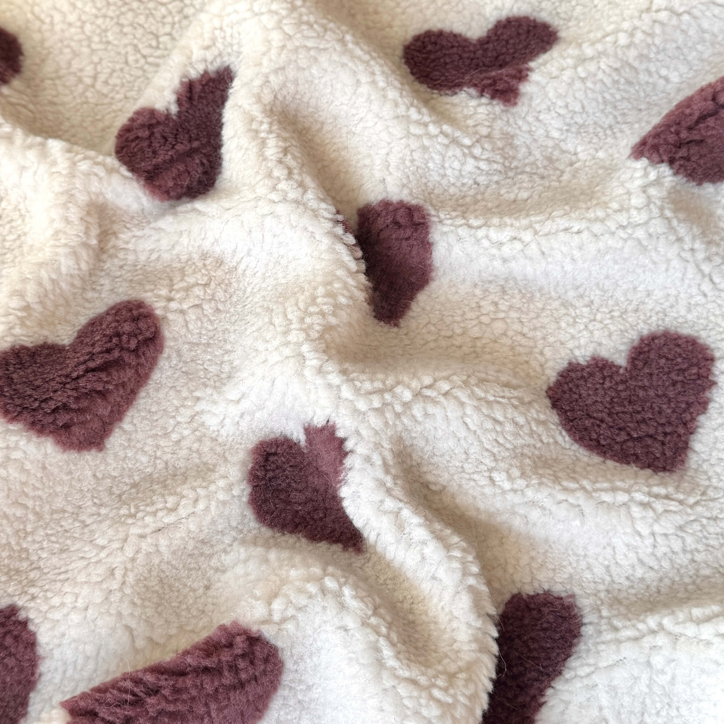 Coupon 50 cm - Mouton / Coeur Aubergine