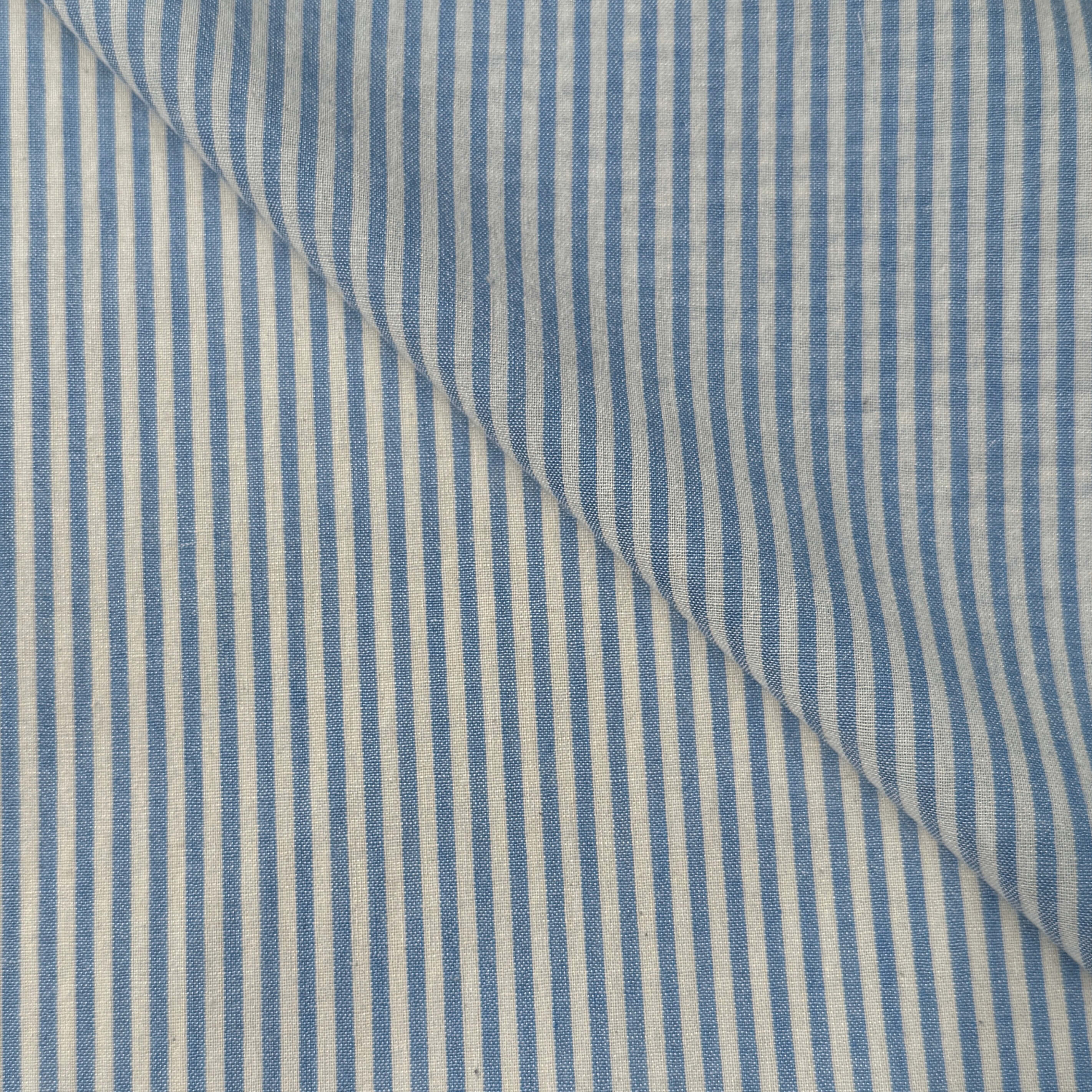 Coton Viscose Rayé / Raytis Bleu