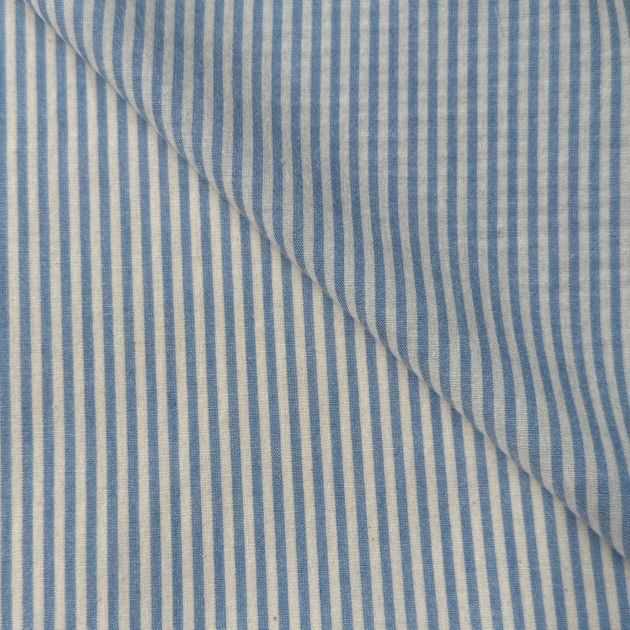 Coupon 90 cm - Coton Viscose Rayé / Raytis Bleu
