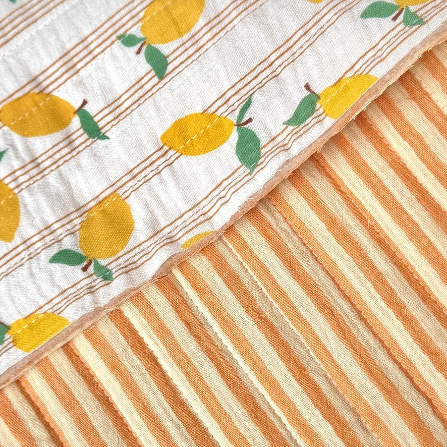 Coupon 1.2 m - Matelassé Double Gaze Lime / Double Gaze Stripes Mangue