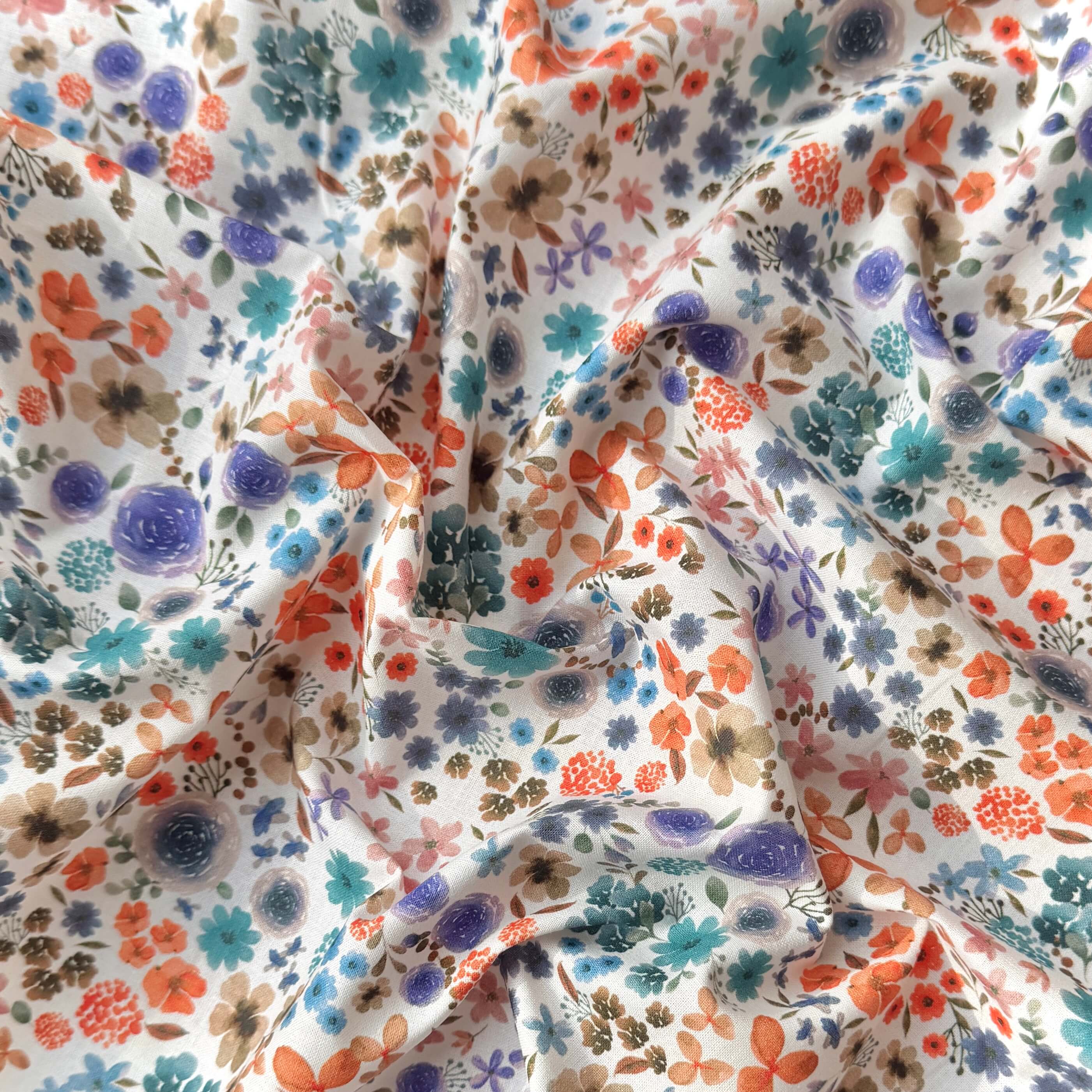 Coton à Impression Numérique / Hortense Bleu