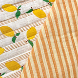 Coupon 1.2 m - Matelassé Double Gaze Lime / Double Gaze Stripes Mangue