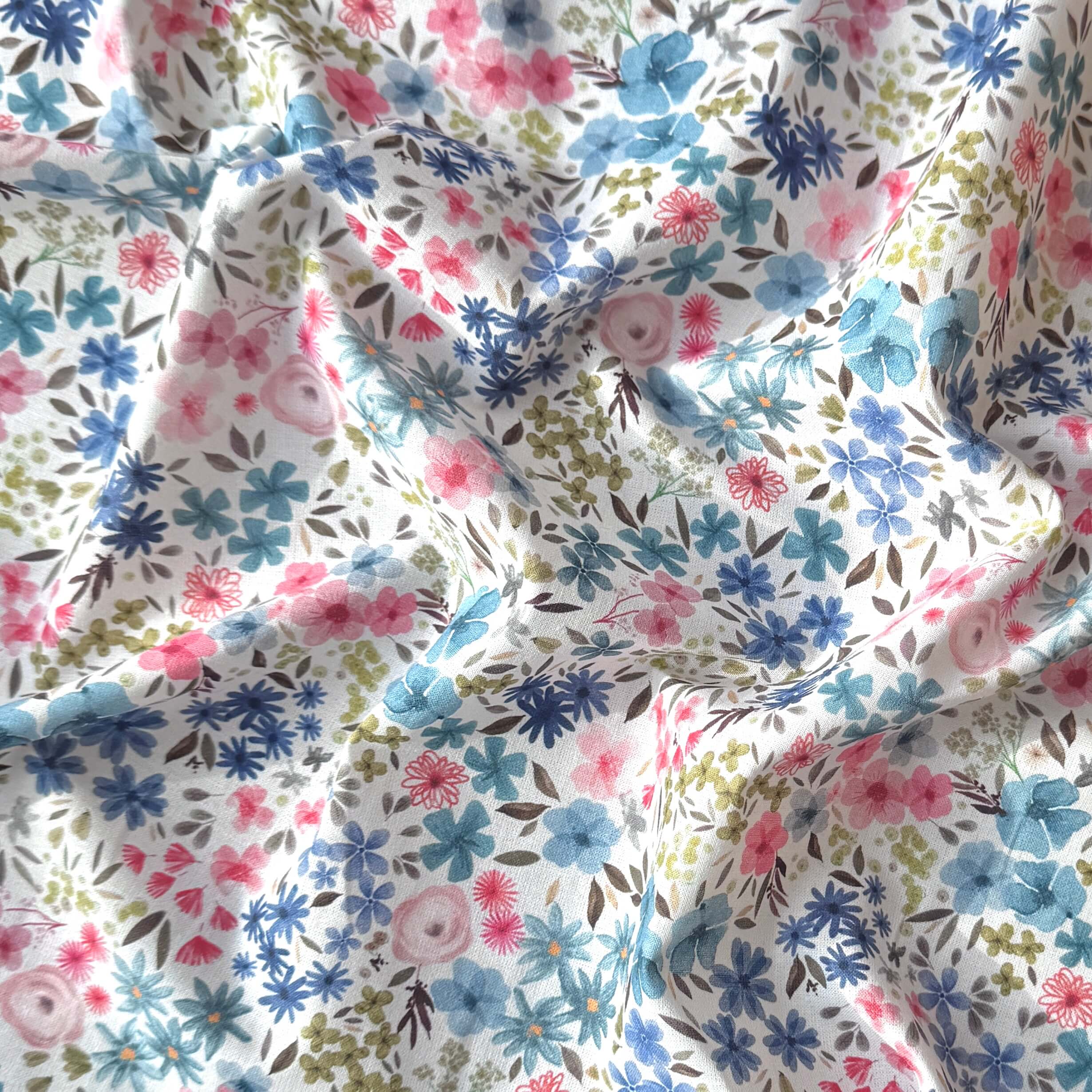 Coton à Impression Numérique / Romane Blanc-Aventurine