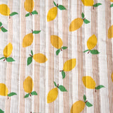 Coupon 1.2 m - Matelassé Double Gaze Lime / Double Gaze Stripes Mangue
