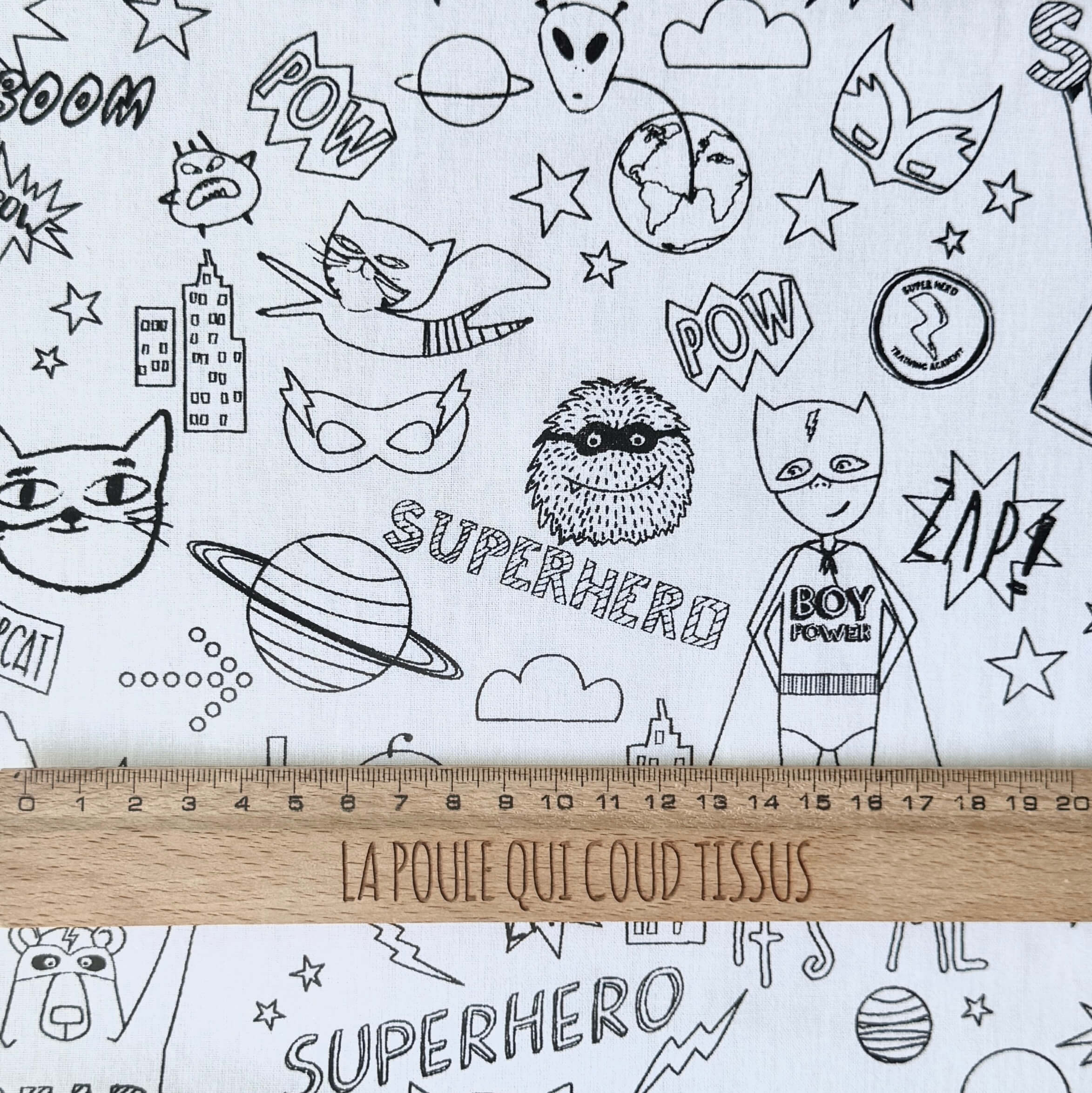 Coton Imprimé à Colorier / Superhero