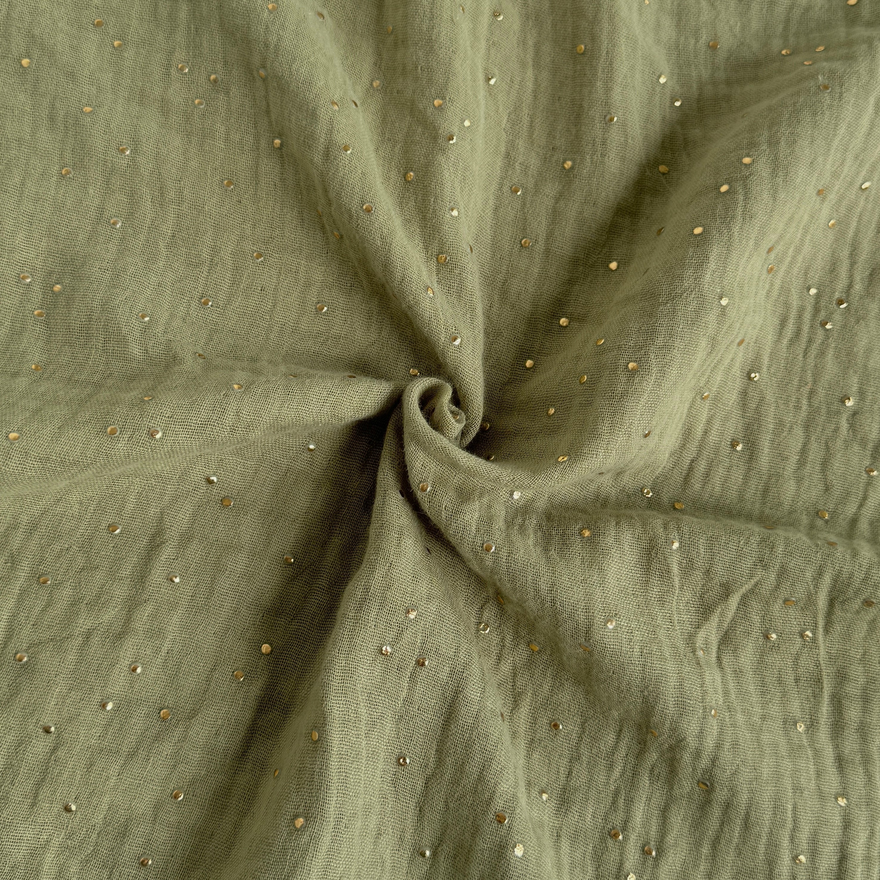 Coupon 1.6 m - Double Gaze à Pois Dorés Pimiz / Amande