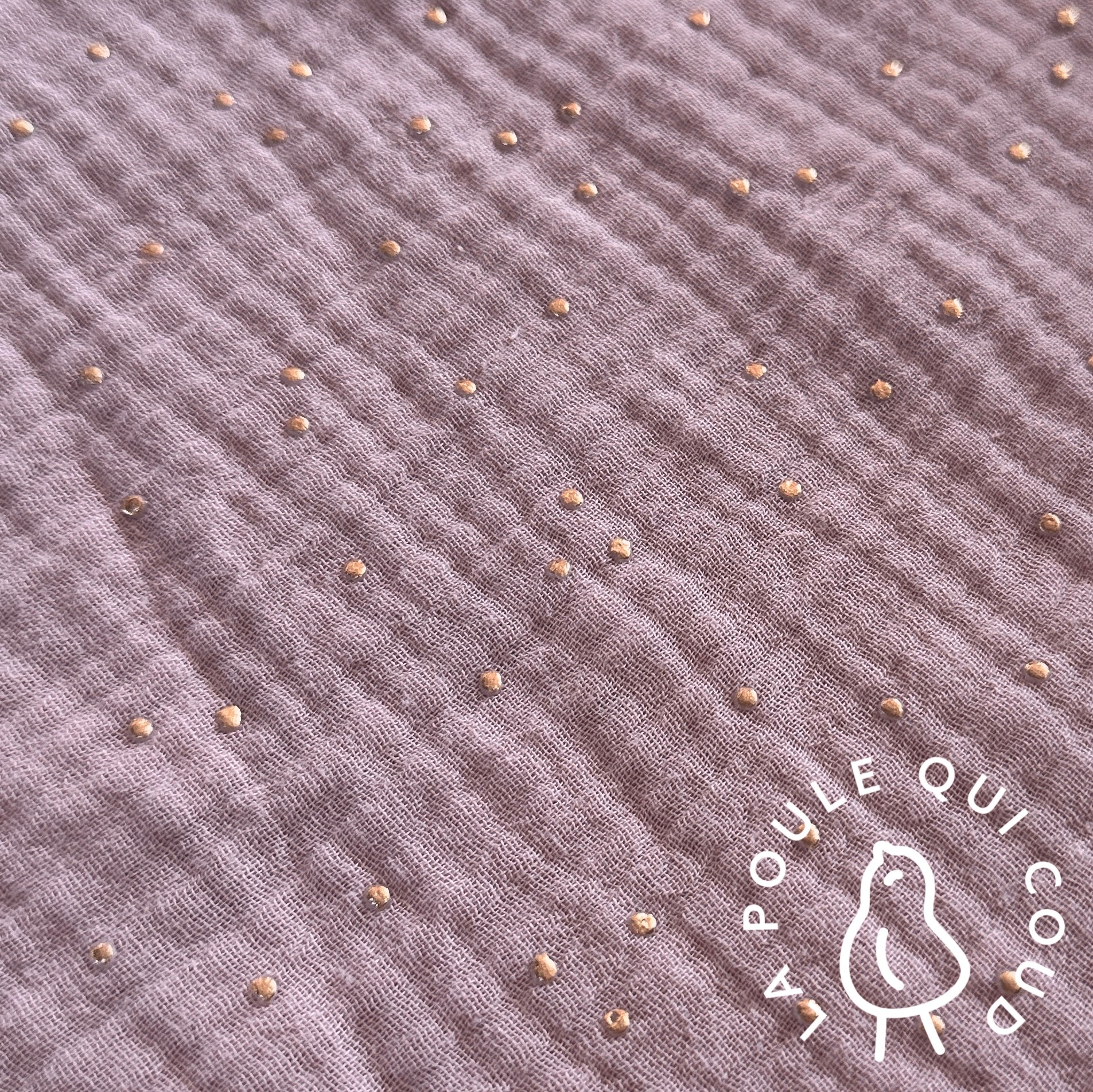 Coupon 1.1 m - Double Gaze à Pois Dorés / Pétale