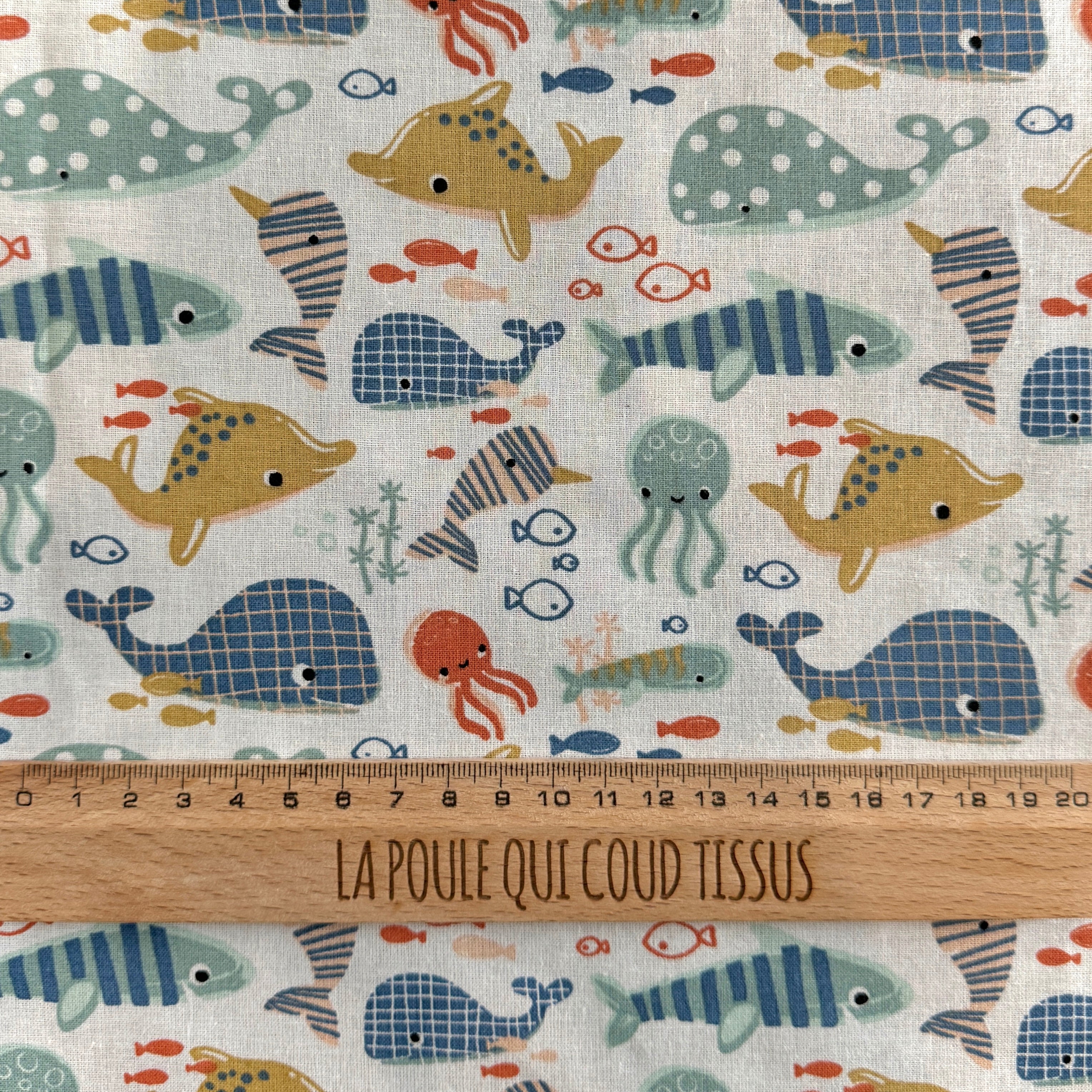 Coupon 80 cm - Coton Imprimé / Plouf