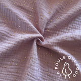 Coupon 1.1 m - Double Gaze à Pois Dorés / Pétale