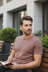 Jersey / Breton stripes Galet-Paprika