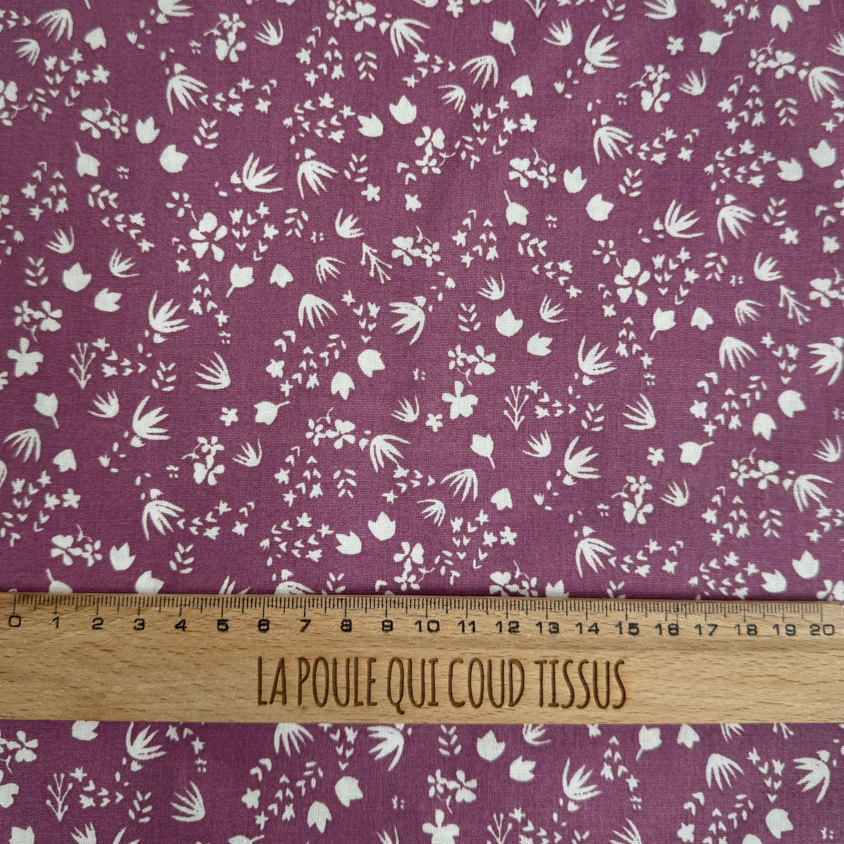 Coton Imprimé GOTS / Gramina Bois de Rose