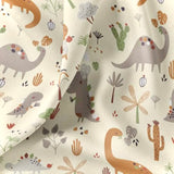 Printed Cotton / Dracorex Dinosaurs Ecru - Forest