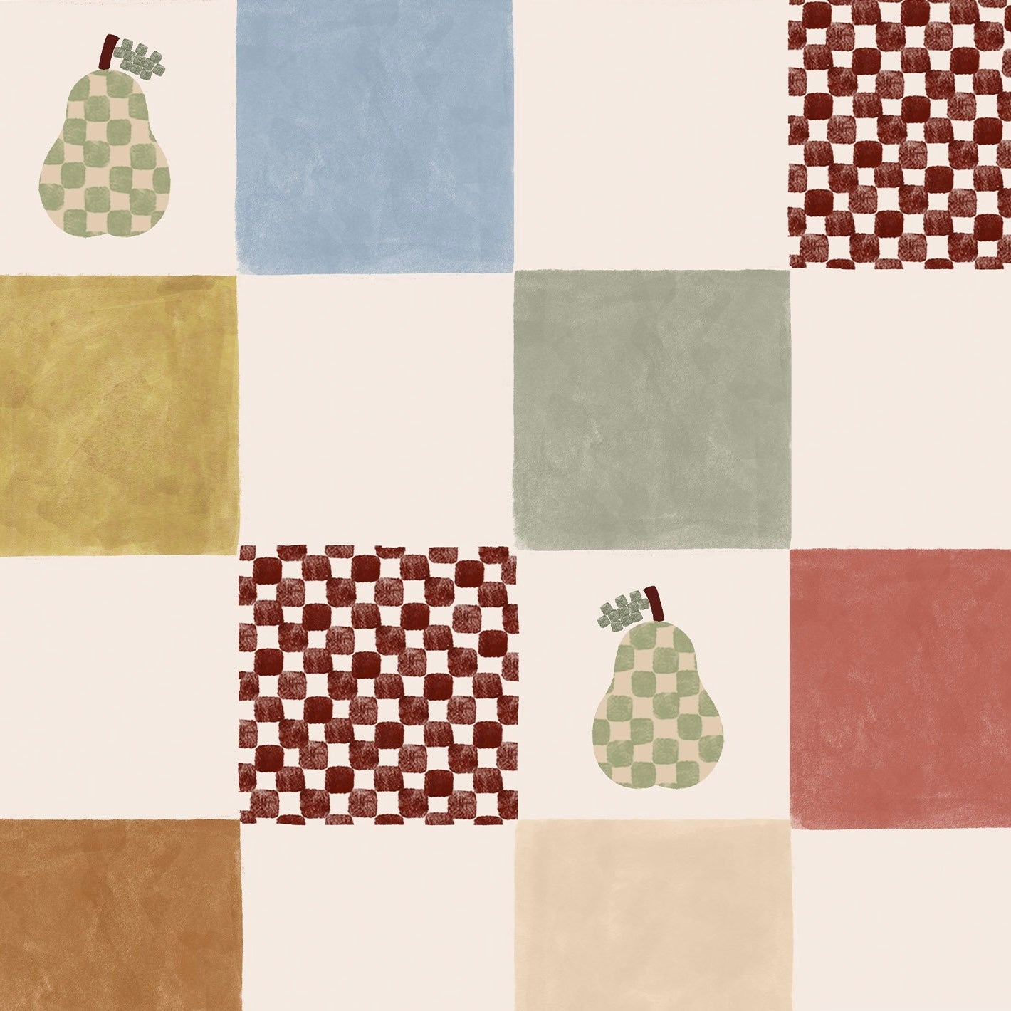 Popeline de coton / Carreaux Rétro
