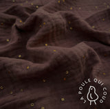 Double Gauze with Gold Dots / Cocoa