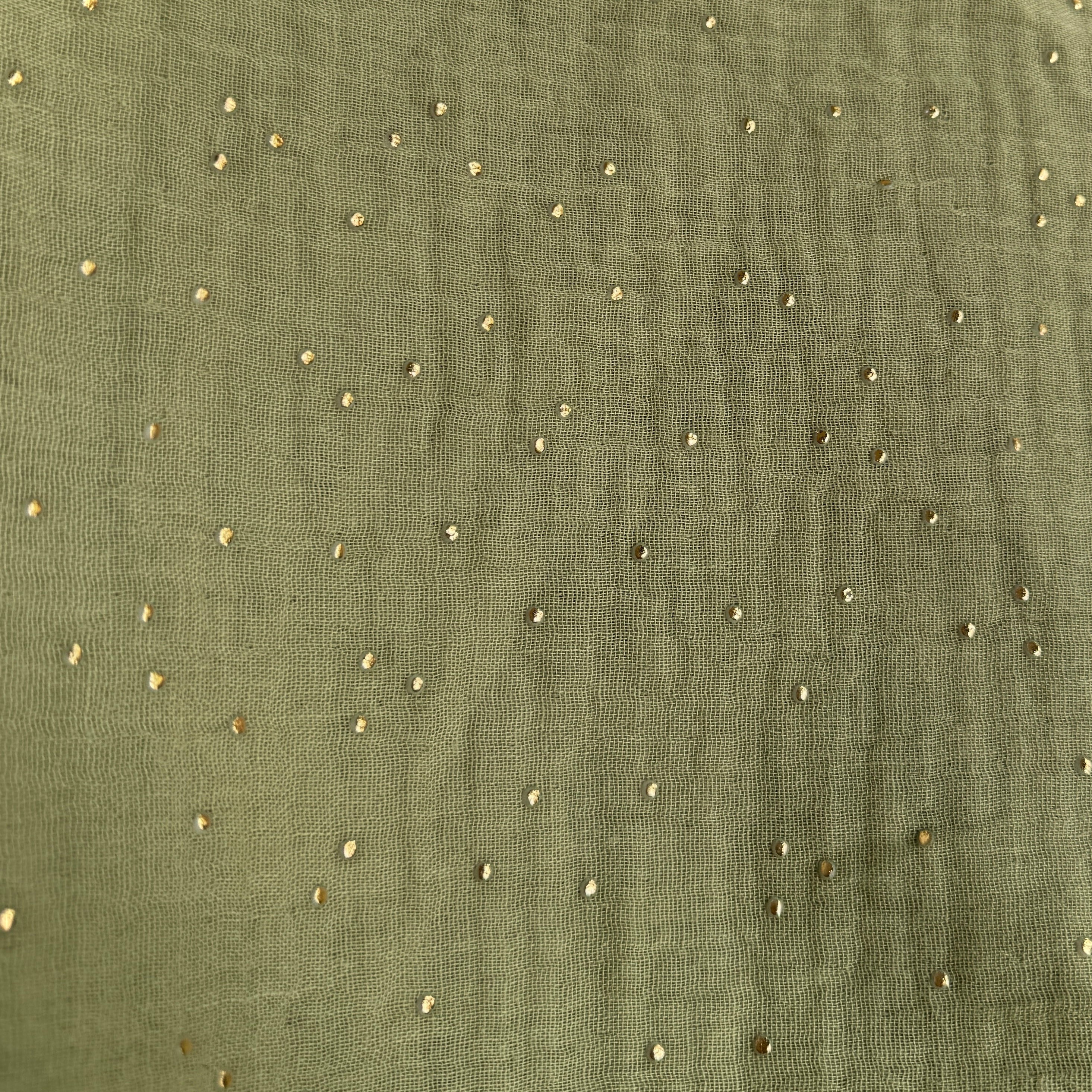 Coupon 1.6 m - Double Gaze à Pois Dorés / Amande