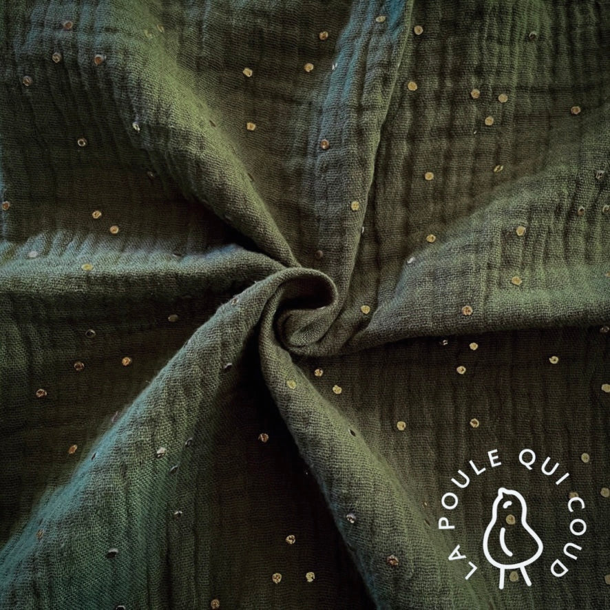 Double Gaze à Pois Dorés / Fougère