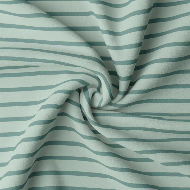 Coupon 2 Mètres - Jersey / Rayures Breton Vert De Gris-Eucalyptus