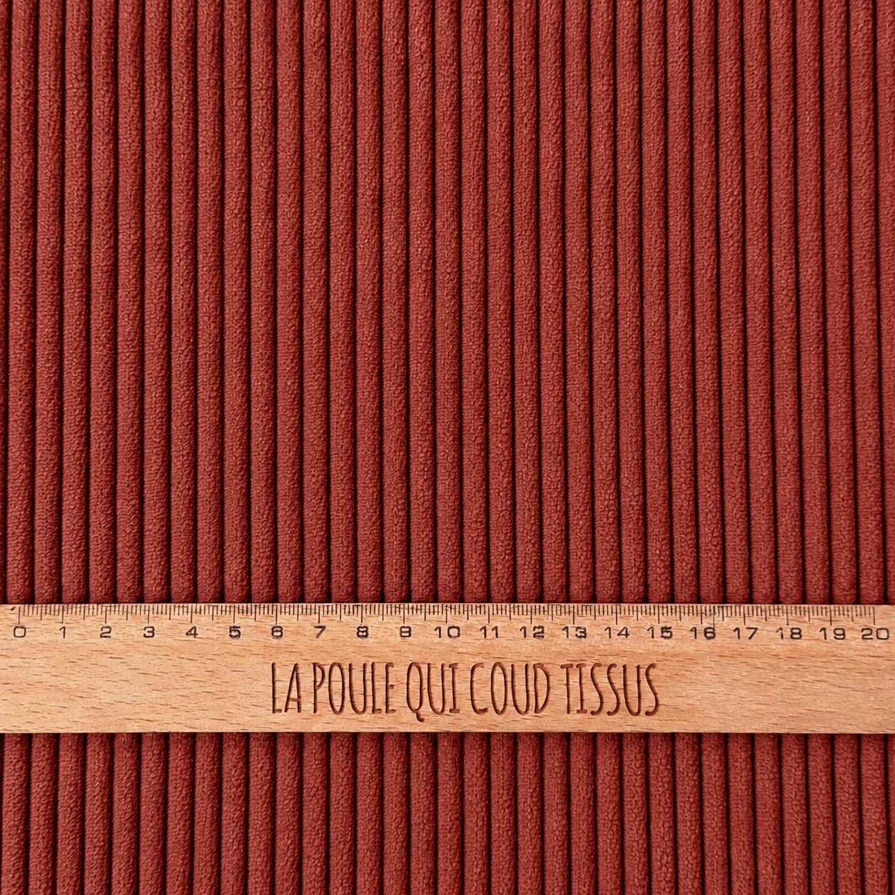 Coupon 1.1 m - Velours Côtelé Huggy / Terracotta