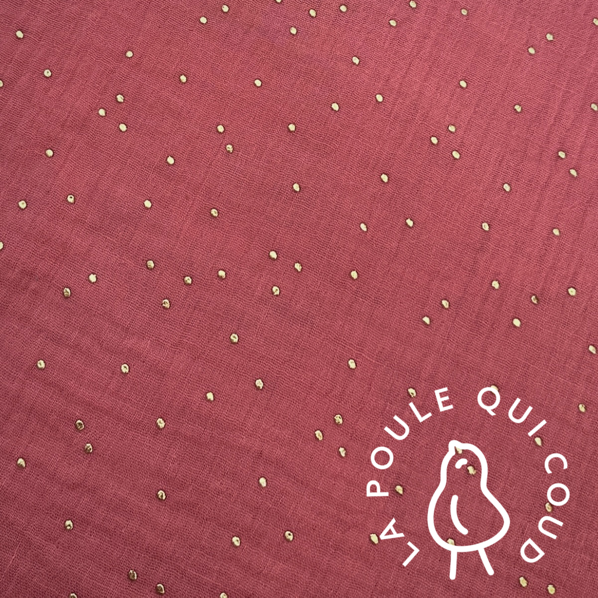 Coupon 1.3 m - Double Gaze à Pois Dorés / Sorbet
