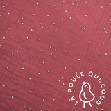 Coupon 1.3 m - Double Gaze à Pois Dorés / Sorbet
