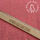 Coupon 1.3 m - Double Gaze à Pois Dorés / Sorbet