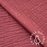 Coupon 1.3 m - Double Gaze à Pois Dorés / Sorbet