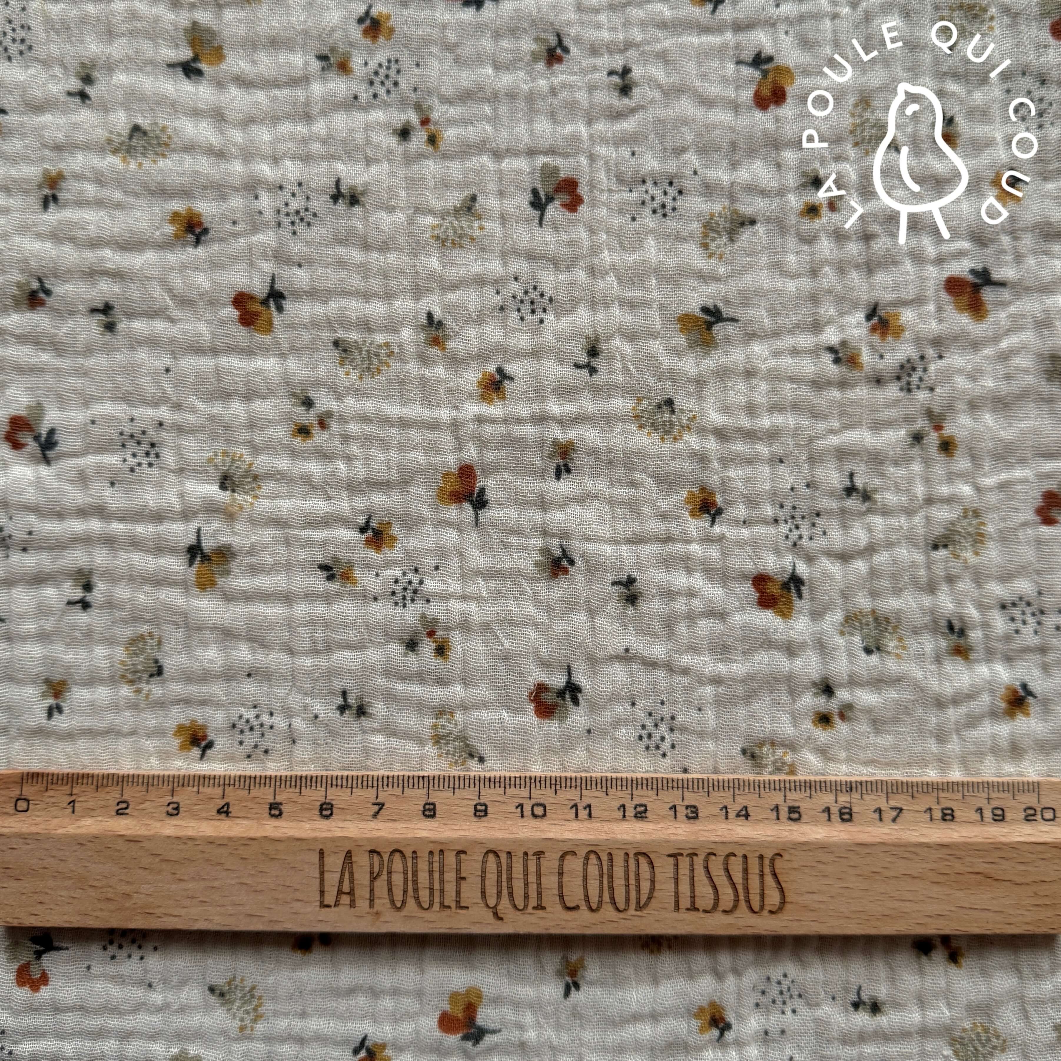 Coupon 70 cm - Double Gaze / Nelsi Ecru- Fauve