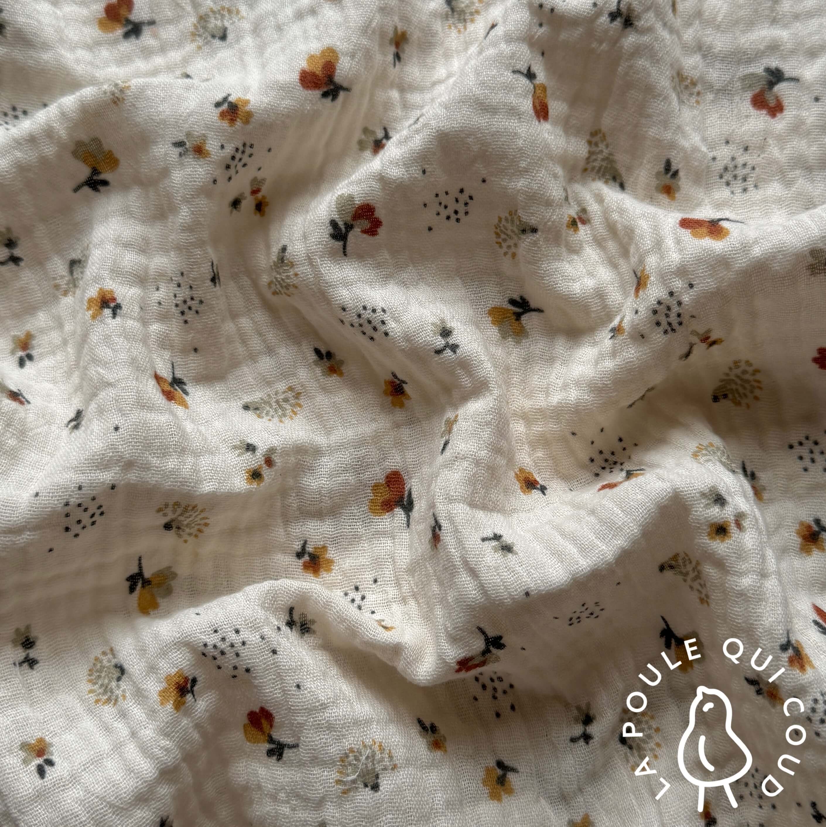 Coupon 70 cm - Double Gaze / Nelsi Ecru- Fauve
