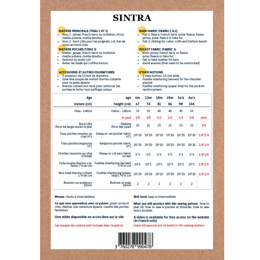 Patron de Couture - Ikatee / Sweat Bébé SINTRA