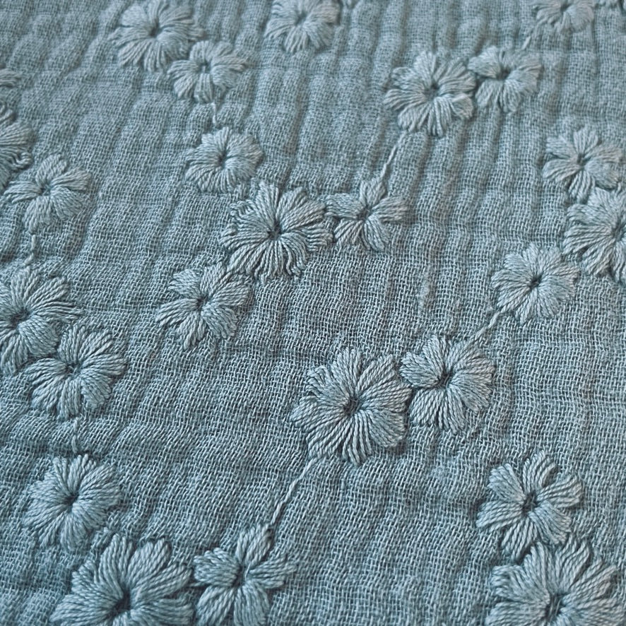 Double Gaze Brodée / Esmée Vert De Gris