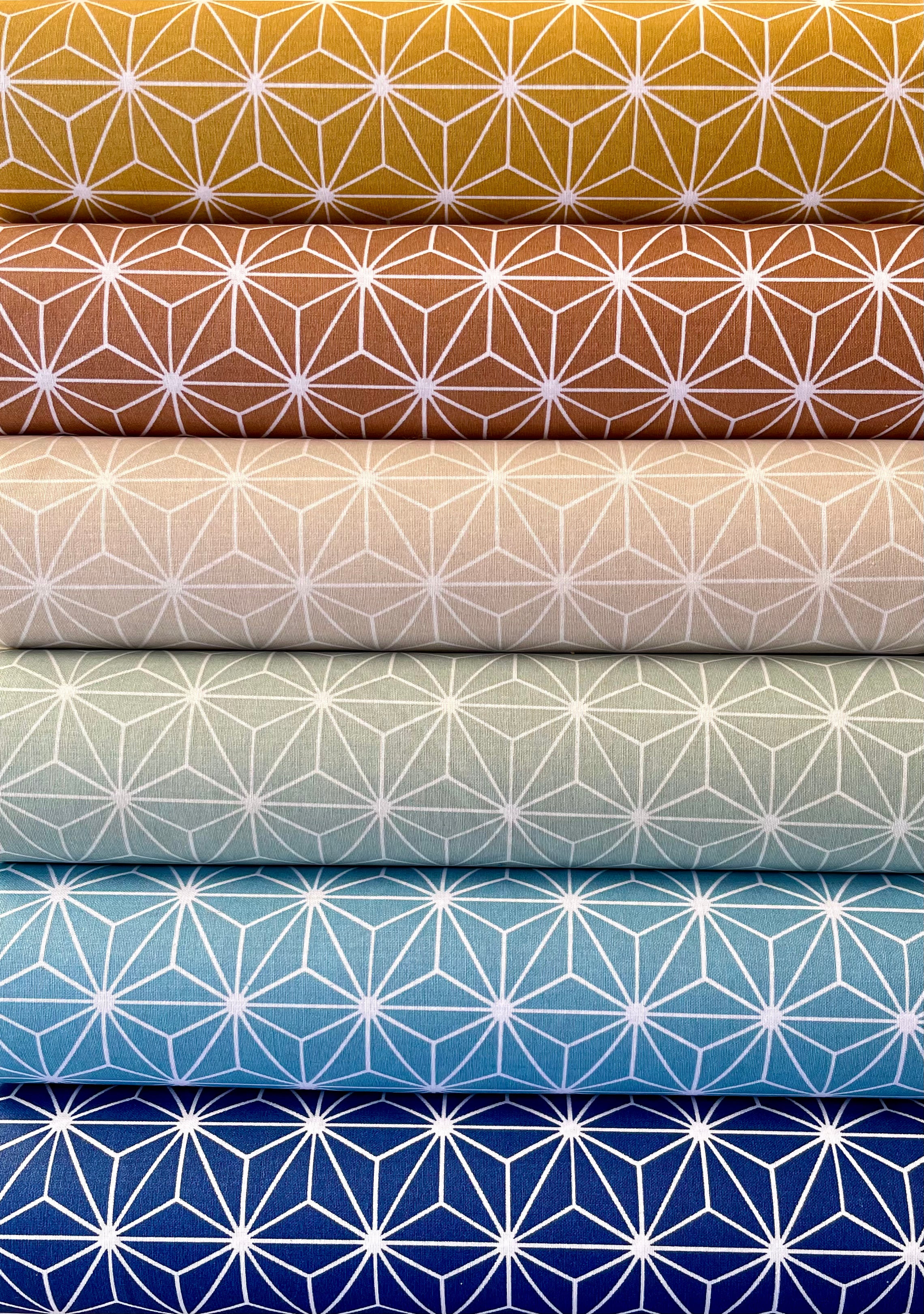 Coton enduit / Motifs graphiques Beige