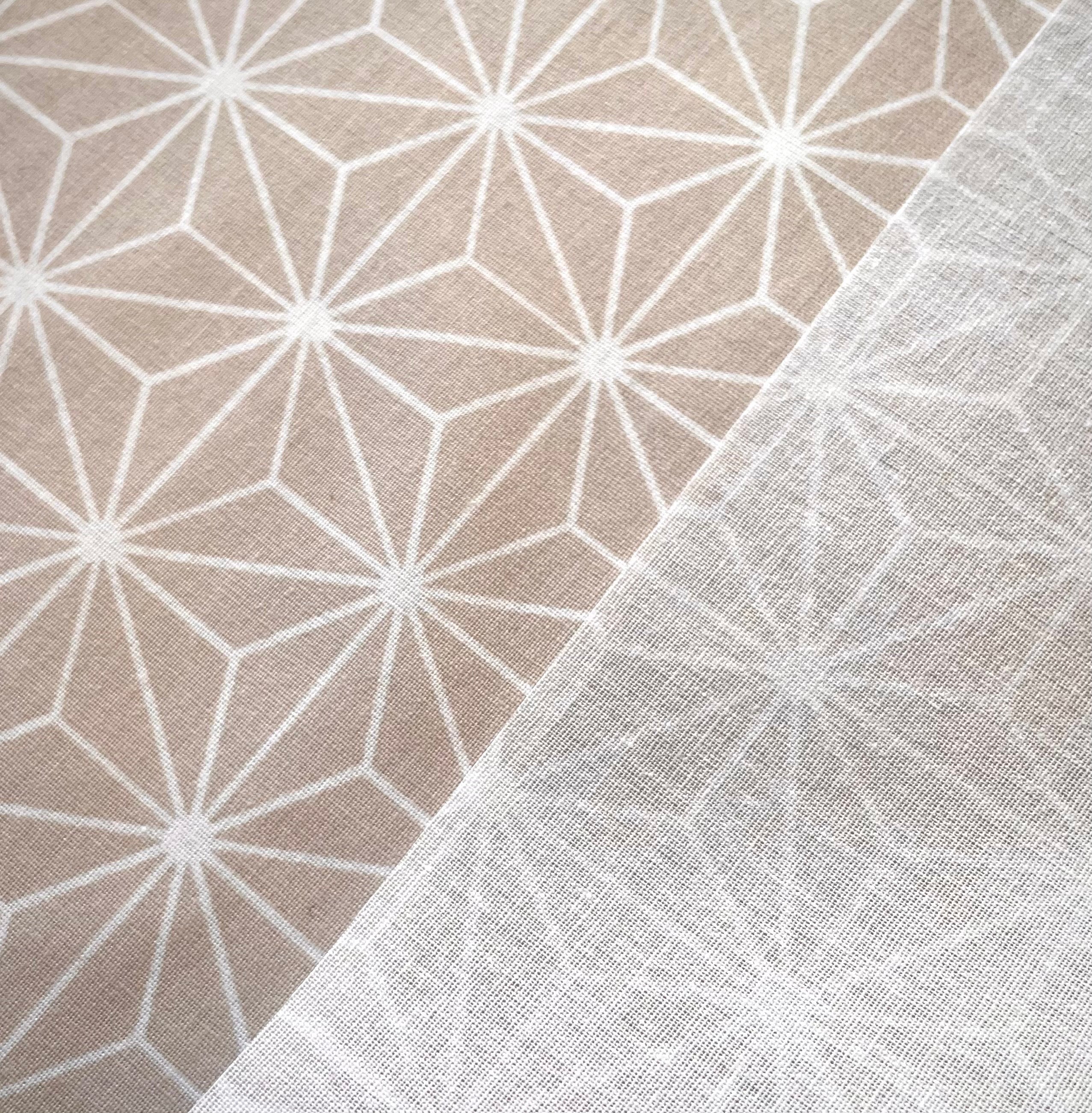 Coton enduit / Motifs graphiques Beige