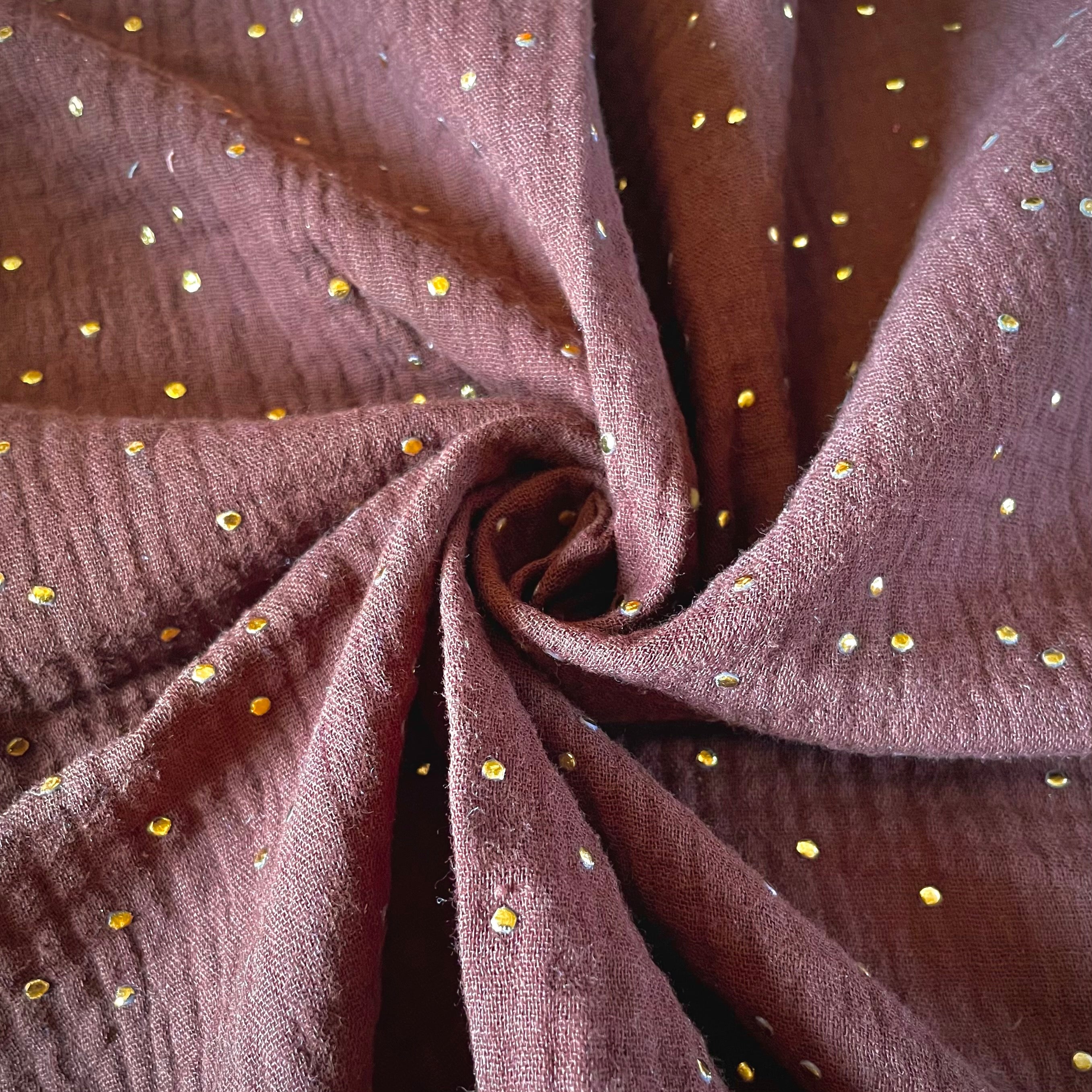 Double Gaze à Pois Dorés / Cacao